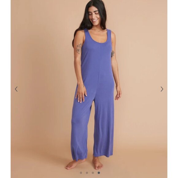 Marine Layer Luxe Rib Jumpsuit Orient Blue size small straight leg new with tag - Picture 1 of 10